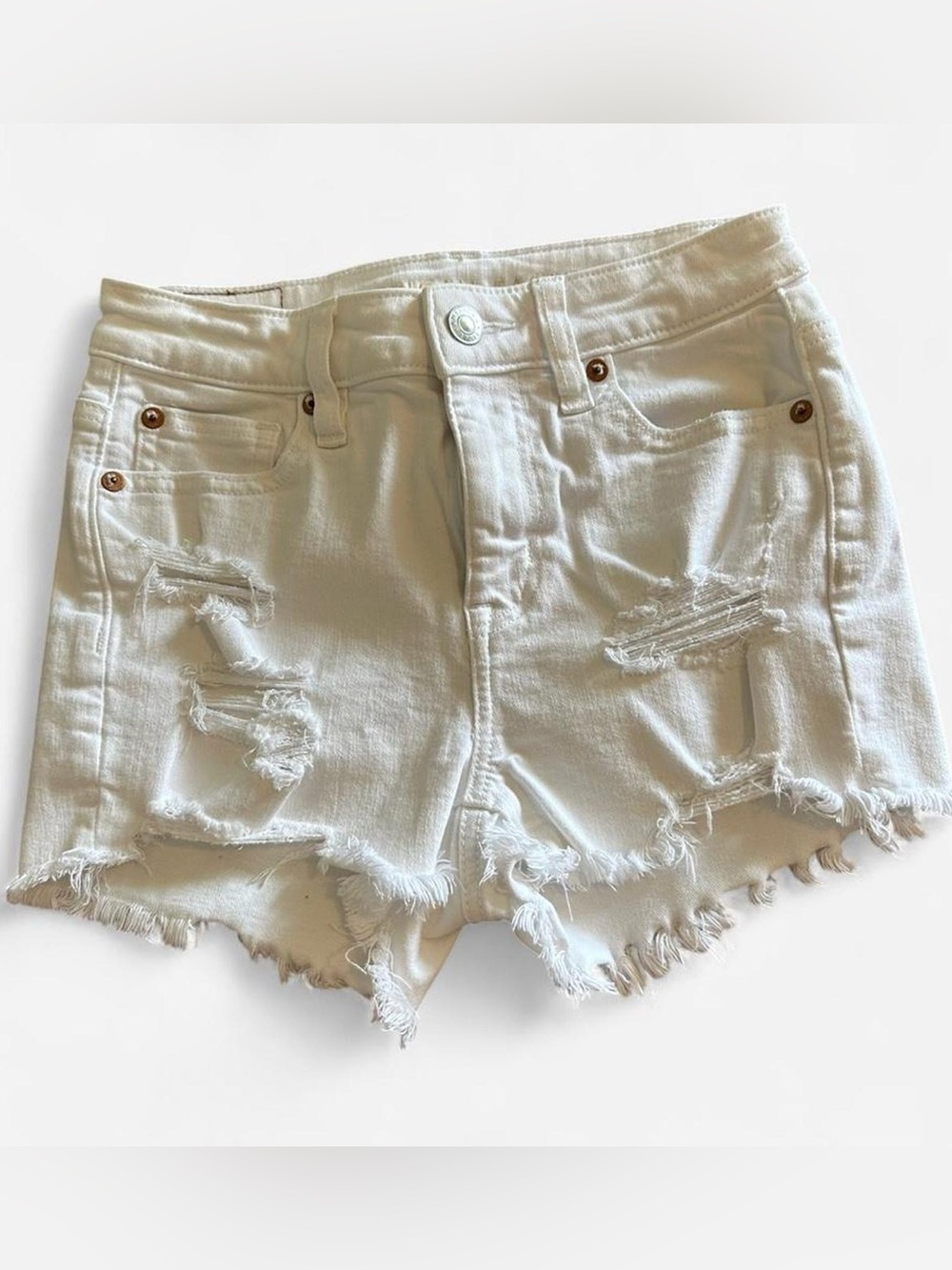 American Eagle Outfitters White Distressed Denim Cutoff Shorts